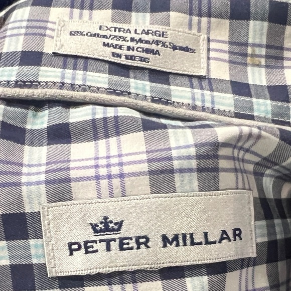 Peter Millar Plaid Short Sleeve Button Down Preppy Golf Mens Shirt - Picture 4 of 5